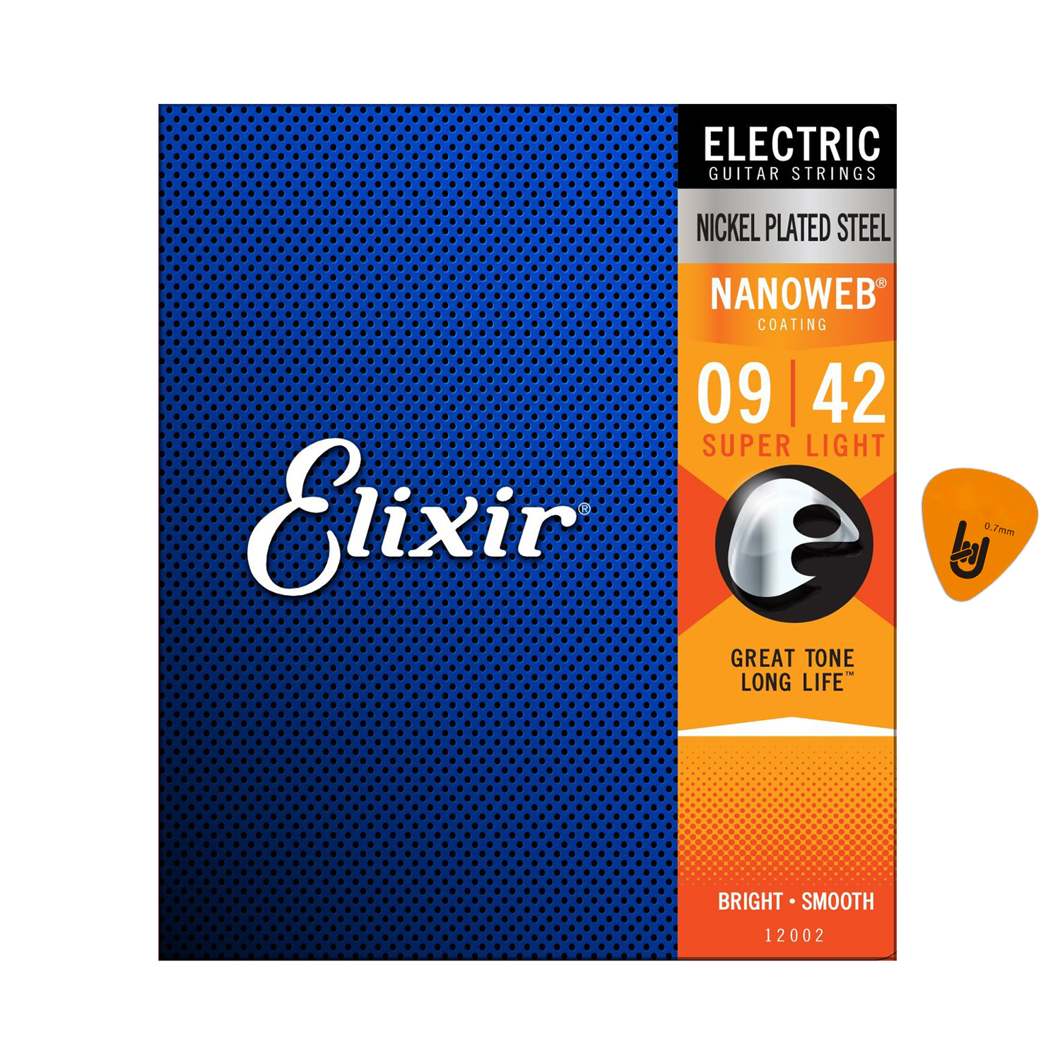 Elixir 12002 - Bộ Dây Đàn Guitar Điện Cỡ 9 (9-42) - Chính Hãng (Electric Strings Phủ Lớp Nanoweb) - Kèm Móng Gảy DreamMaker