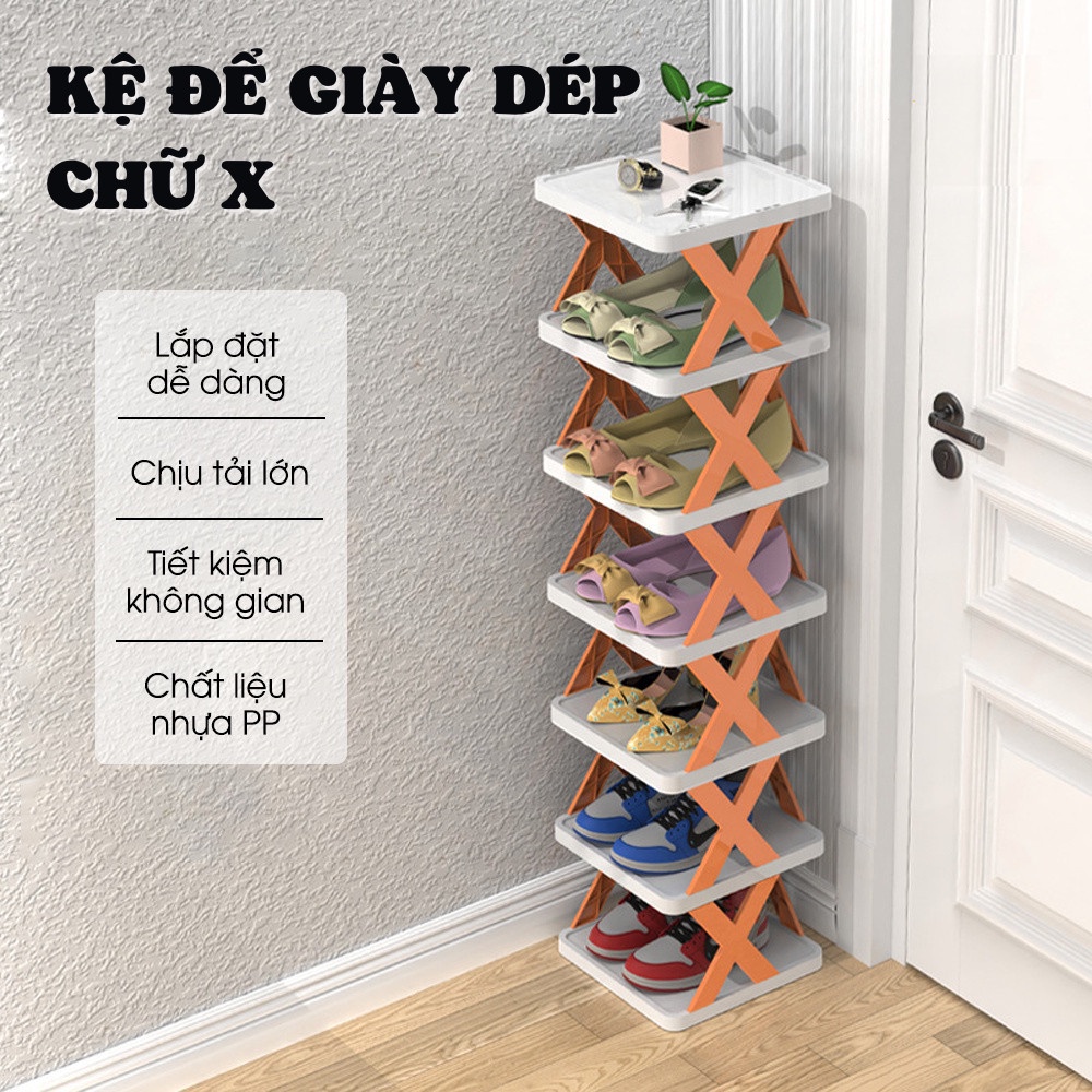 Kệ Để Giày Dép 5 Tầng Chữ X - Kệ Đựng Giày Dép Đa Năng Bằng Nhựa Lắp Ghép Đa Năng Và Tiện Lợi - Giao màu ngẫu nhiên