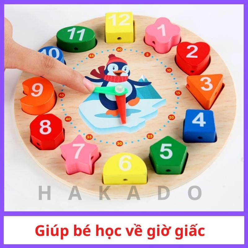 Đồ chơi gỗ đồng hồ xâu hạt phát triển kỹ năng cho bé