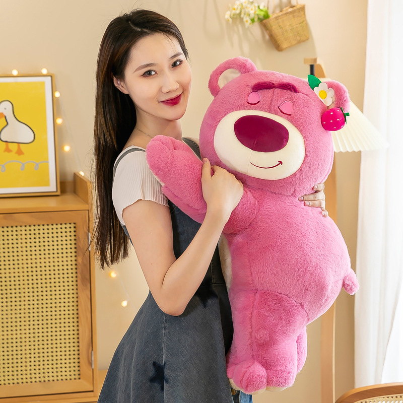 Gấu Bông Gấu Dâu Losto Nằm Dễ Thương Siêu Hot (25cm---&gt;1m3) Gối Ôm Gấu Dâu Losto Cute Mềm Mịn, Hàng Xịn Cao Cấp Loại 1 (Tặng Kèm 1 Ví Da 12 Ngăn Đựng Thẻ Atm, Cccd)