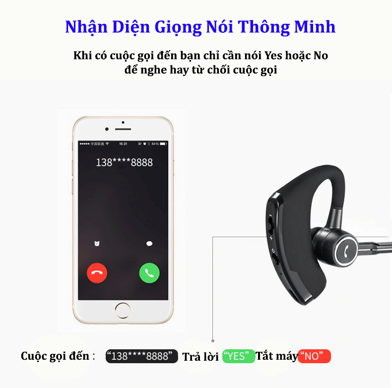 Tai nghe Bluetooth V8S không dây cao cấp