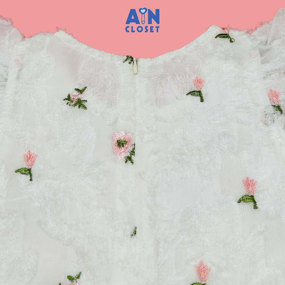 Đầm bé gái hoạ tiết Hoa Hồng Voan thêu trắng - AICDBGEXJWVG - AIN Closet
