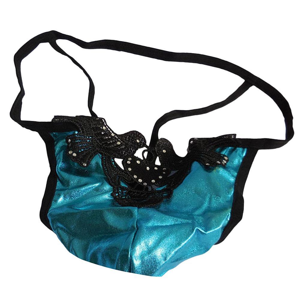 3-4pack Men's Sexy G-string T-back Briefs Underwear Birds Embroidered Thong Blue