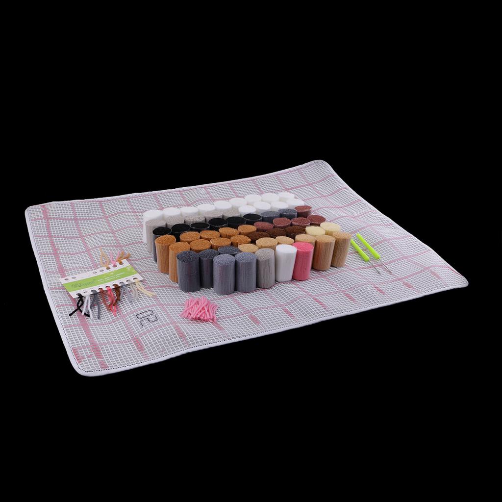 DIY Latch Hook Kit Embroidery Needlework Supplies for Tapestry Carpet Rug Pillow Mat Cushion 75x57cm