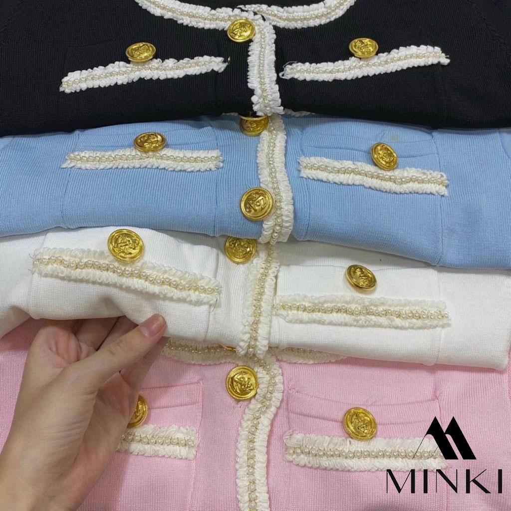 ÁO KHOÁC LEN DÁNG CROPTOP ĐÍNH KHUY SANG CHẢNH - CHẤT LIỆU LEN CAO CẤP - BA MÀU ĐEN/ XANH/ HỒNG