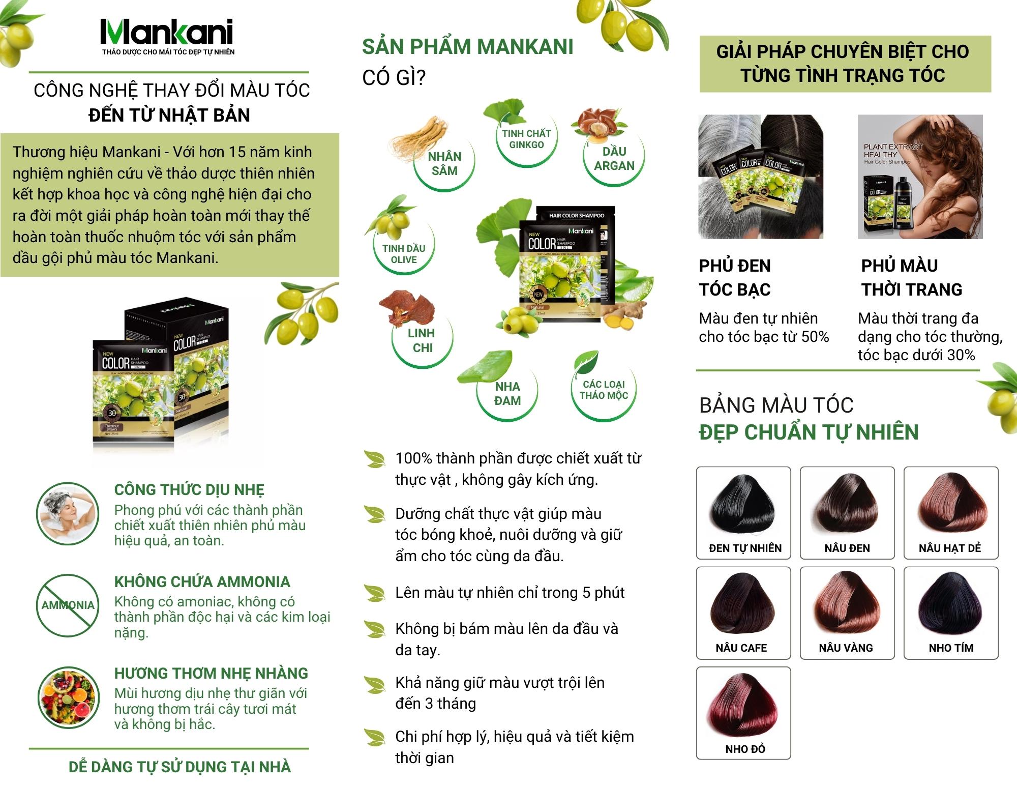 Hộp Dầu Gội Nhuộm Tóc, Thảo Dược Màu Nho Đỏ, Mankani