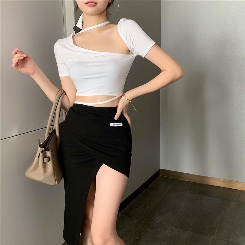 Áo croptop dây chéo body HAGA dài tay cotton mềm mịn charming girl ADEC39CT