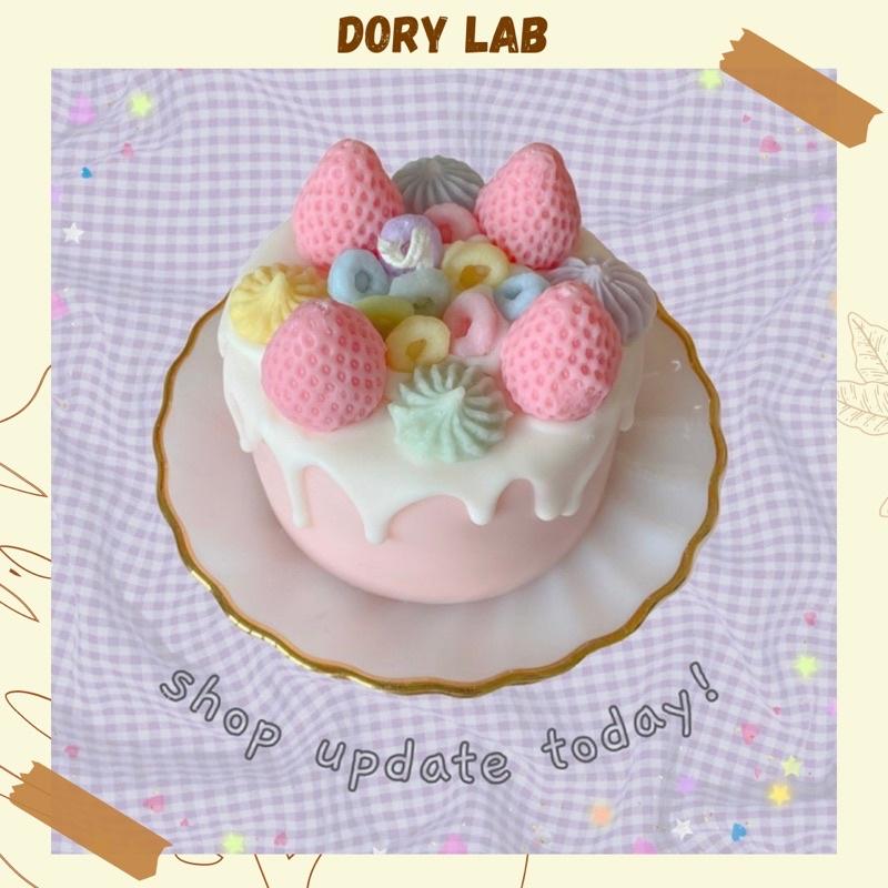 Nến Thơm Handmade Bánh Kem Dâu Tây Ngũ Sắc Mix Topping, Quà Tặng Độc Đáo - Dory Lab