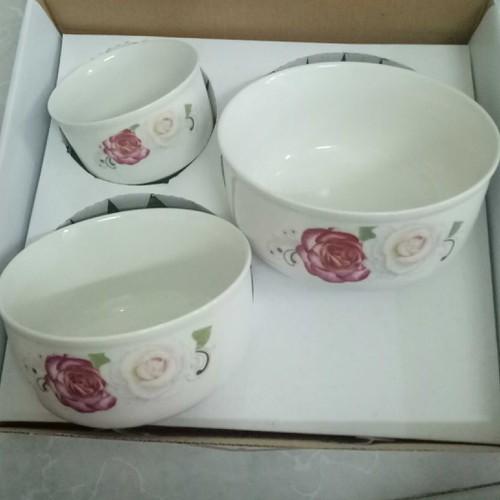 Bộ 3 thố sứ dùng lò vi sóng có nắp hút nhiệt