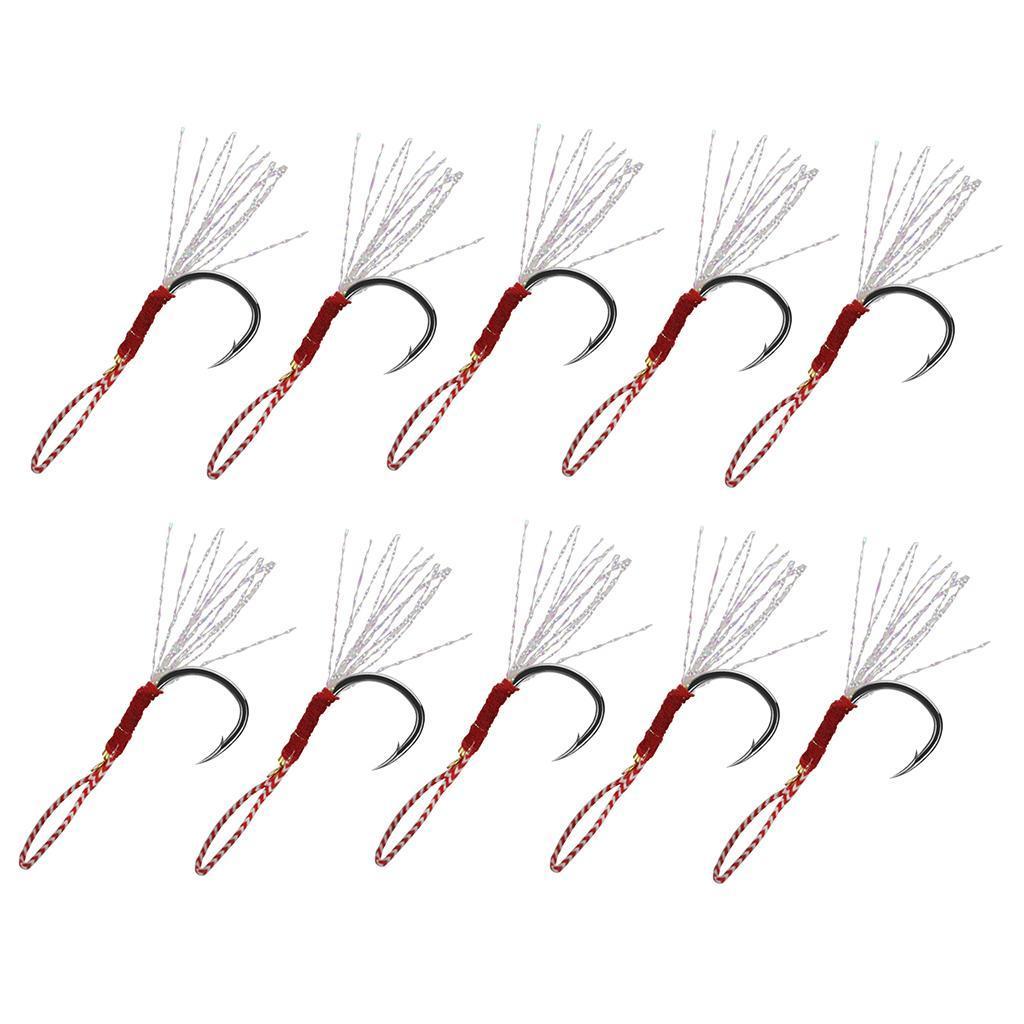 30pcs Fishing Assist Hooks with Braided Line ,Metal Jigging Hooks Tackle ,Braid Assist Cords Butterfly Freshwater