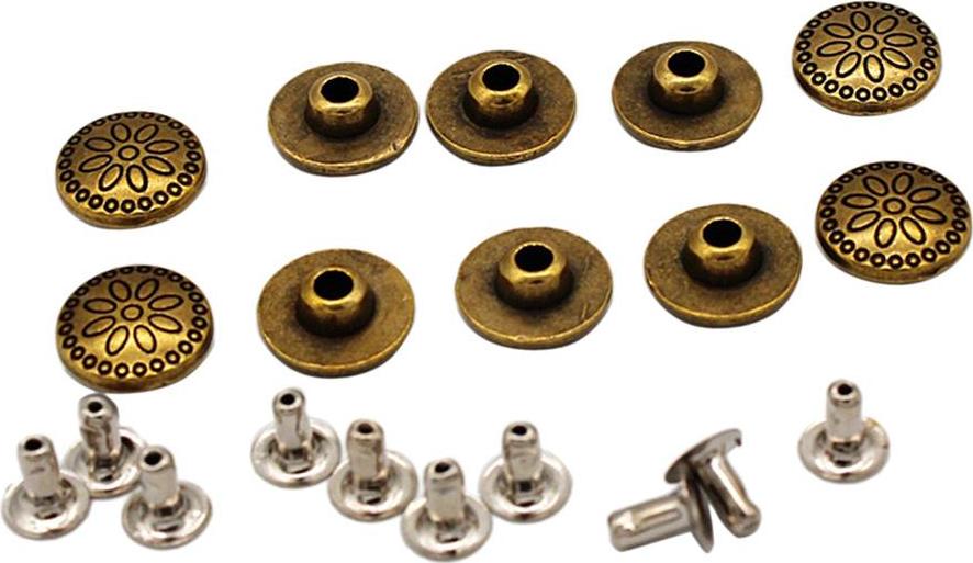 10 Bộ-Họa Tiết Hoa Tròn-Kim Loại Đinh Tán Đinh Nhọn Nailhead-Làm Đồ Da Thủ Công