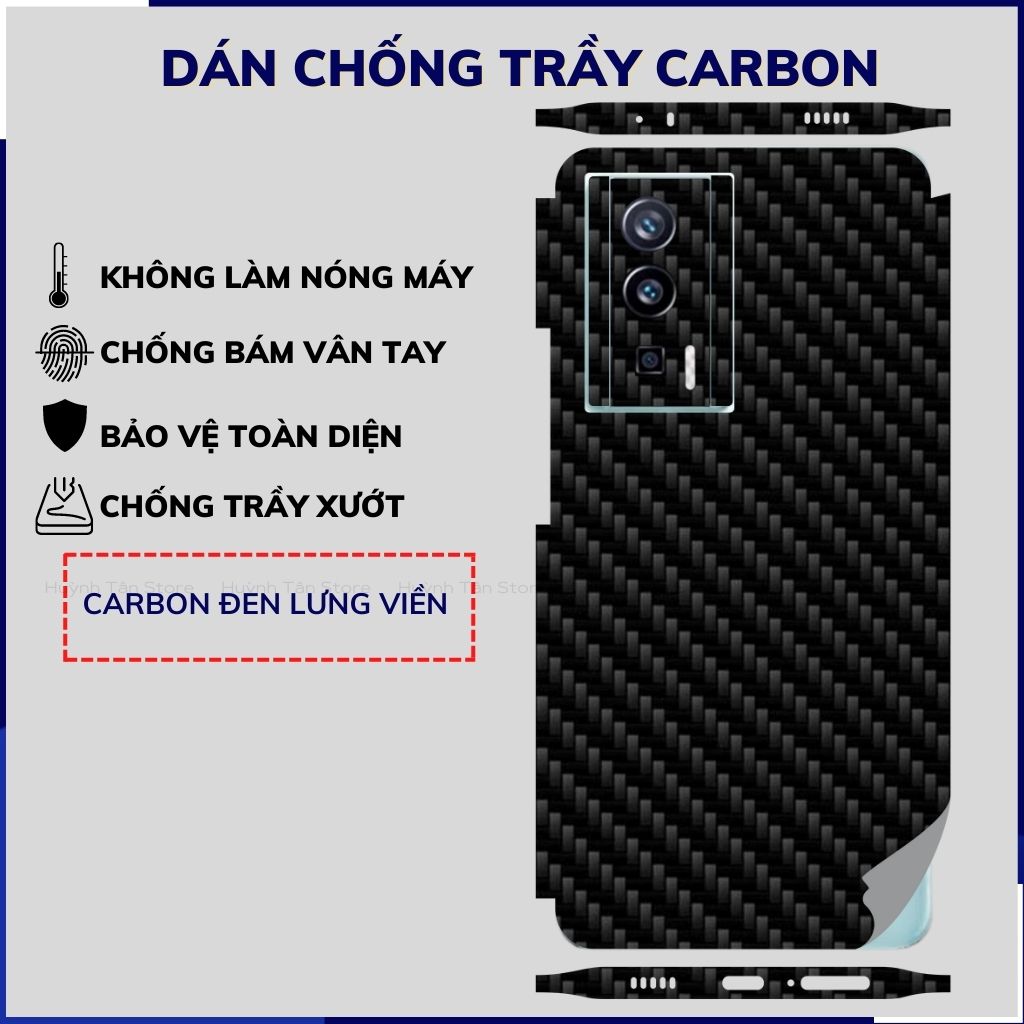 Miếng dán redmi k60 pro carbon trong và đen chống trầy xướt chống bám vân tay phụ kiện huỳnh tân store