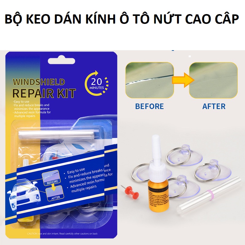 Keo phục hồi vết rạn nứt kính ô tô như mới A1 kèm đủ phụ kiện loại tốt hàng chất lượng cao, phụ kiện xe hơi