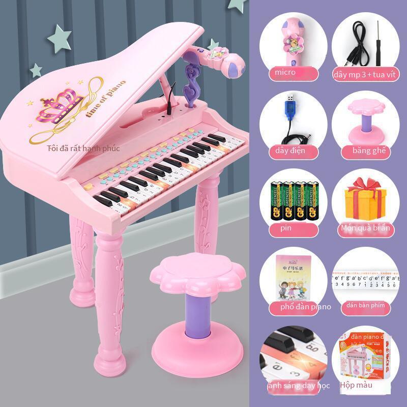 Phong cách mới nhất dành cho trẻ em đàn organ điện tử đa chức năng câu đố giáo dục sớm đàn piano hát với micrô mini phong cách mới dành cho trẻ em có thể chơi được