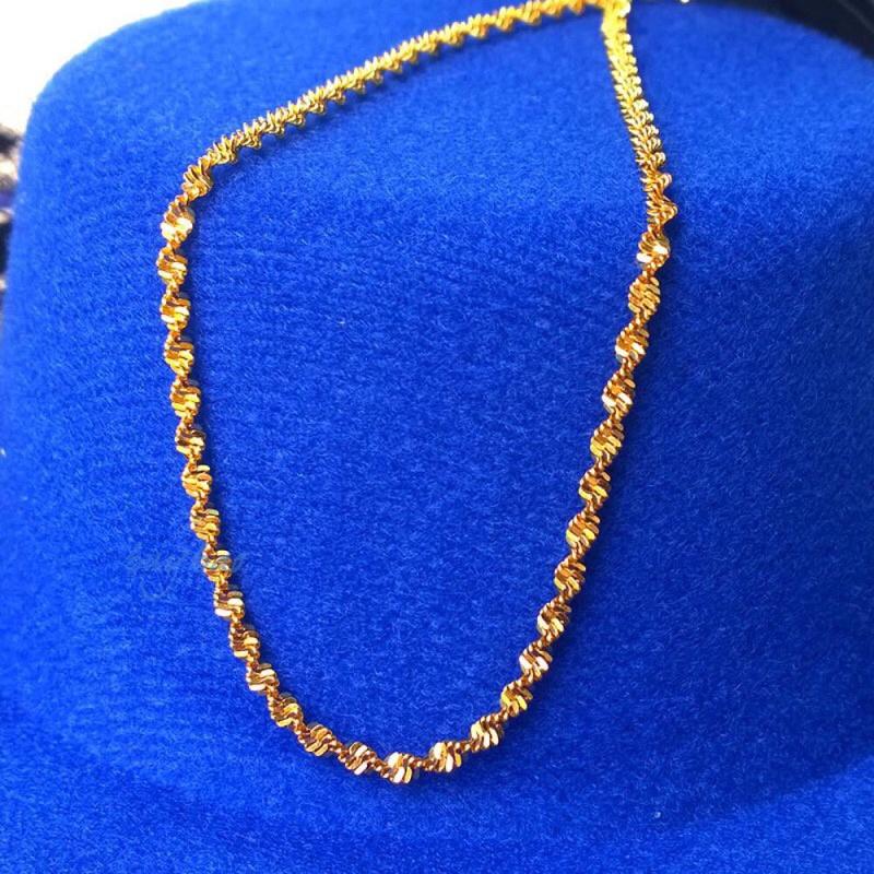 Dây chuyền xoắn mì bền màu khắc ký hiệu 18k