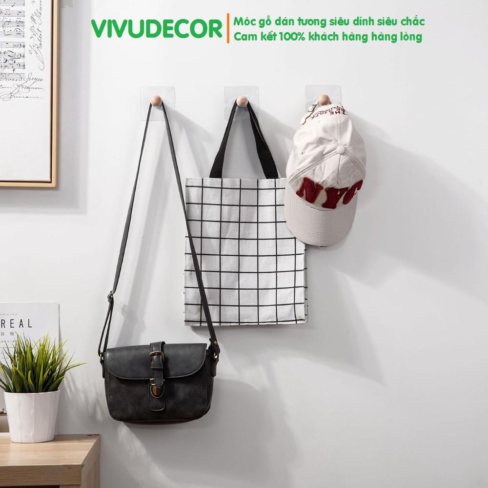 Móc Gỗ Tròn Vivudecor Treo Tường Đa Năng Vừa Dán Vừa Khoan Bắt Vít, Móc Treo Đồ Dùng Siêu Chịu Lực, Siêu Tiện Ích