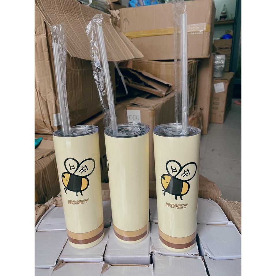 Ly giữ nhiệt loại lớn inox 304 không gỉ tặng kèm ống hút có nắp đậy 650ml sang trọng