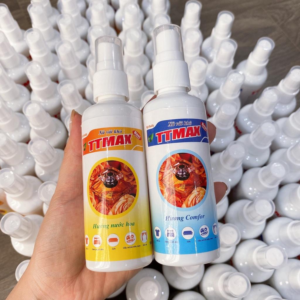 Xả vải khô nước xịt thơm quần áo TTMAX mới 100ml lưu hương lâu 24h làm mềm vải tiết kiệm thời gian xả nước