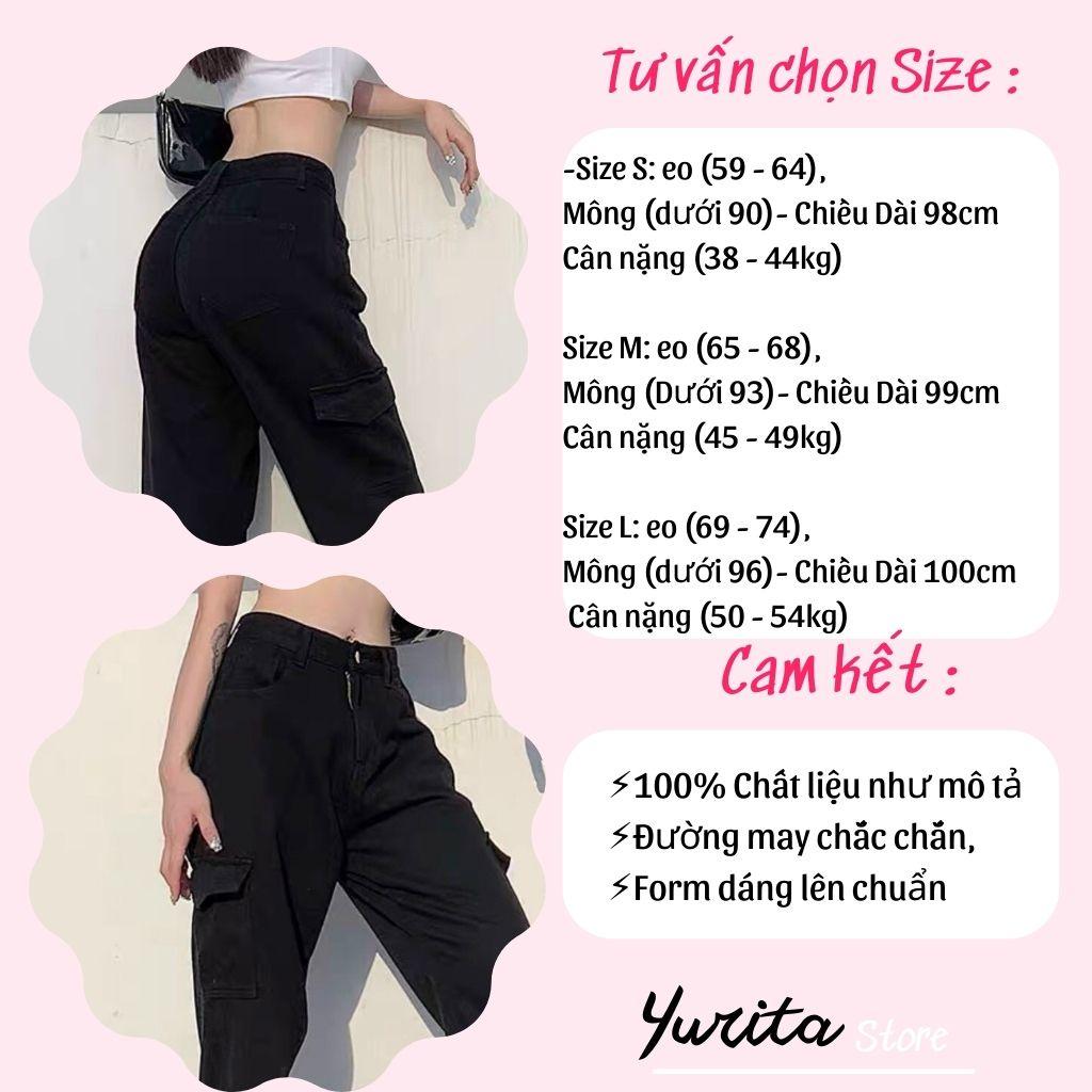 Quần Jean Túi Hộp Ống Rộng 2 Túi Yurita Quần Jeans Ống Đứng Dáng Suông Nữ Cạp Cao Quần Kaki Lưng Cao
