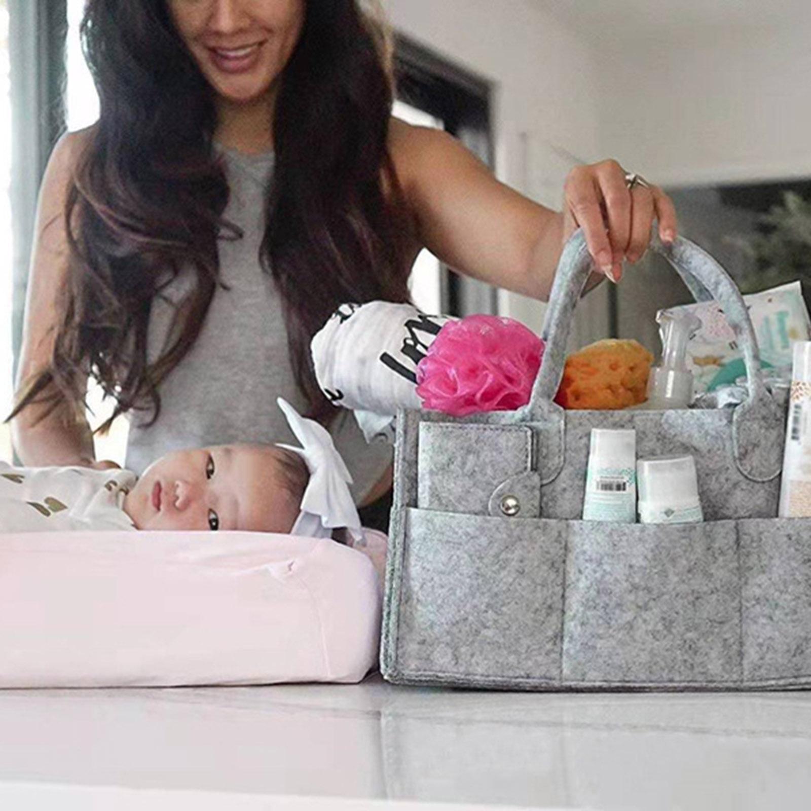Túi đựng đồ em bé bằng vải nỉ, có thể gấp gọn tiện mang du lịch