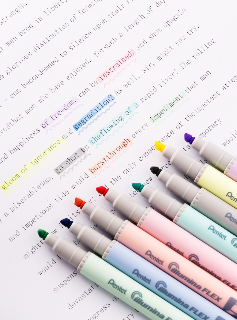 Bút đánh dấu  Pentel Illumina Flex Twin Tip Highlighter - Bold/Five - Pastel Grey