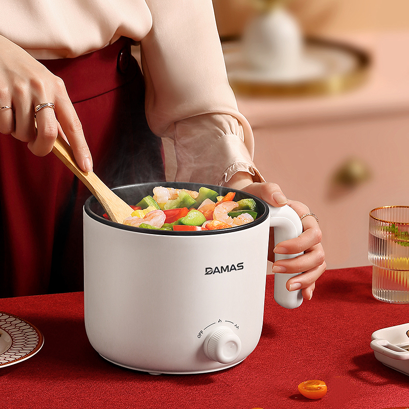 Nồi Lẩu Điện Mini 2 Mức Nhiệt - Ca Nấu Mì Điện Đa Năng DAMAS DK-8012 - Hàng Chính Hãng