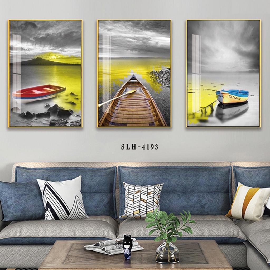 Tranh Treo Tường Trang Trí - Tranh Canvas Thuyền Neo Bến Chiều