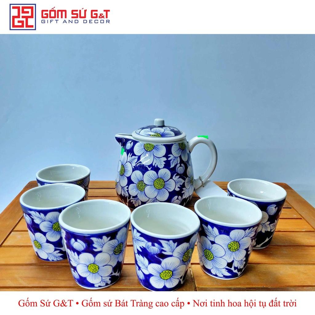 Bộ tích trà Gốm Sứ G&amp;T vẽ mai vàng băng xanh