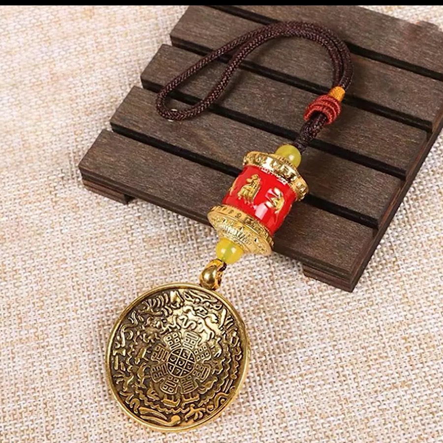 DÂY TREO KINH LUÂN CỬU CUNG BÁT QUÁI KHẮC CHỮ OM TÂY TẠNG: PHÒNG CHỐNG THÁI TUẾ - TAM TAI - THỊ PHI