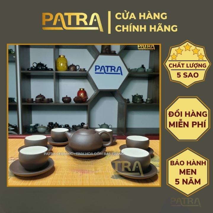 Bộ ấm chén uống trà cao cấp , bộ ấm trà Bát Tràng - trường sa tây thi 6 chén