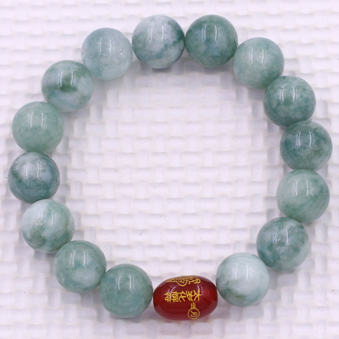 Vòng chuỗi đeo tay đá thạch anh xanh khói 10 ly charm giải thái tuế phù, vòng chuỗi phong thủy, giải năm hạn thái tuế
