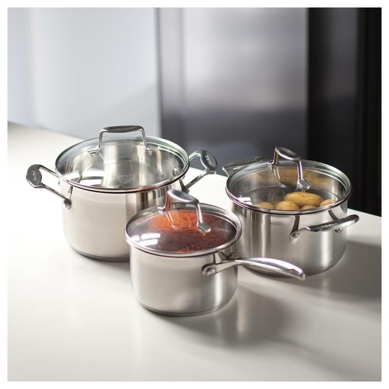 Bộ 3 nồi inox đáy từ 3 lớp Scanpan Impact 71070000, tay cầm chống nóng, dùng cho tất cả các loại bếp, máy rửa bát