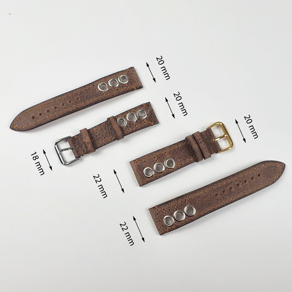Dây đồng hồ nam dây da thủ công da bò sáp AL113 CAM KẾT CHẤT LƯỢNG - Y HÌNH - BH 3 năm Size 20/Size 22