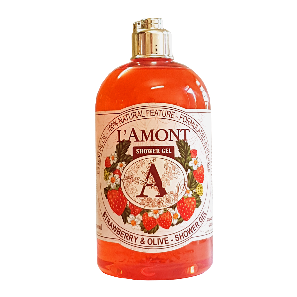 Combo 2 Sữa Tắm L'amont En Provence Rose Shower Gel (Hoa Hồng) và Strawberry Shower Gel (Dâu Tây) 500ml/chai