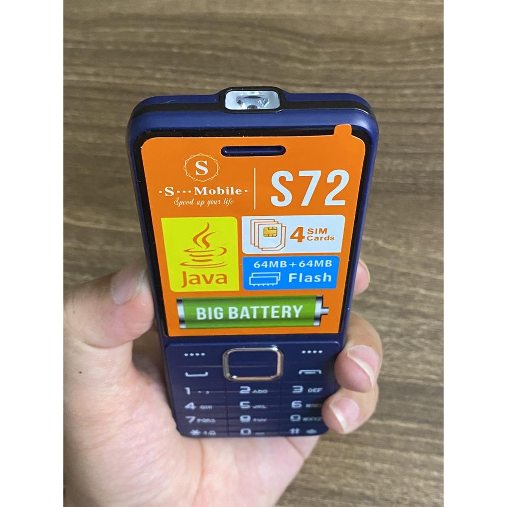 Điện Thoại S-Mobile S72 - 4 Sim - Pin Khủng 3000 mAh - Loa Cực To - Lướt Mạng - Mới Full Box-Bảo Hành 06 Tháng