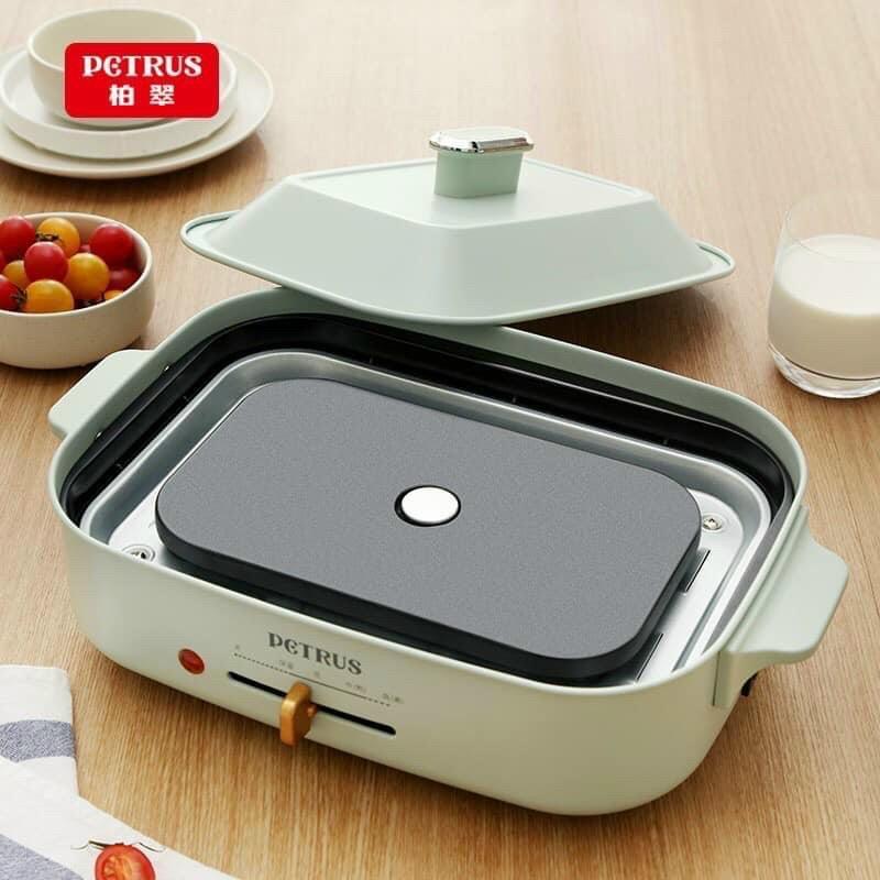 (TNB042) Nồi Lẩu Nướng Đa Năng 3 in 1 PET-RUS - Lẩu, Nướng, Làm Bánh PE2008GR Bảo Hành 12 Tháng