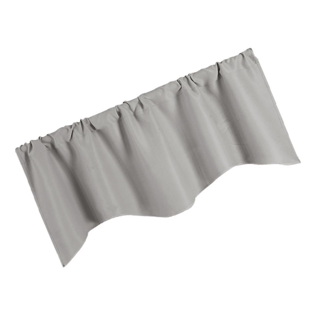 3xShort Curtain Panel Solid Color Valance for Kitchen Windows Light Grey