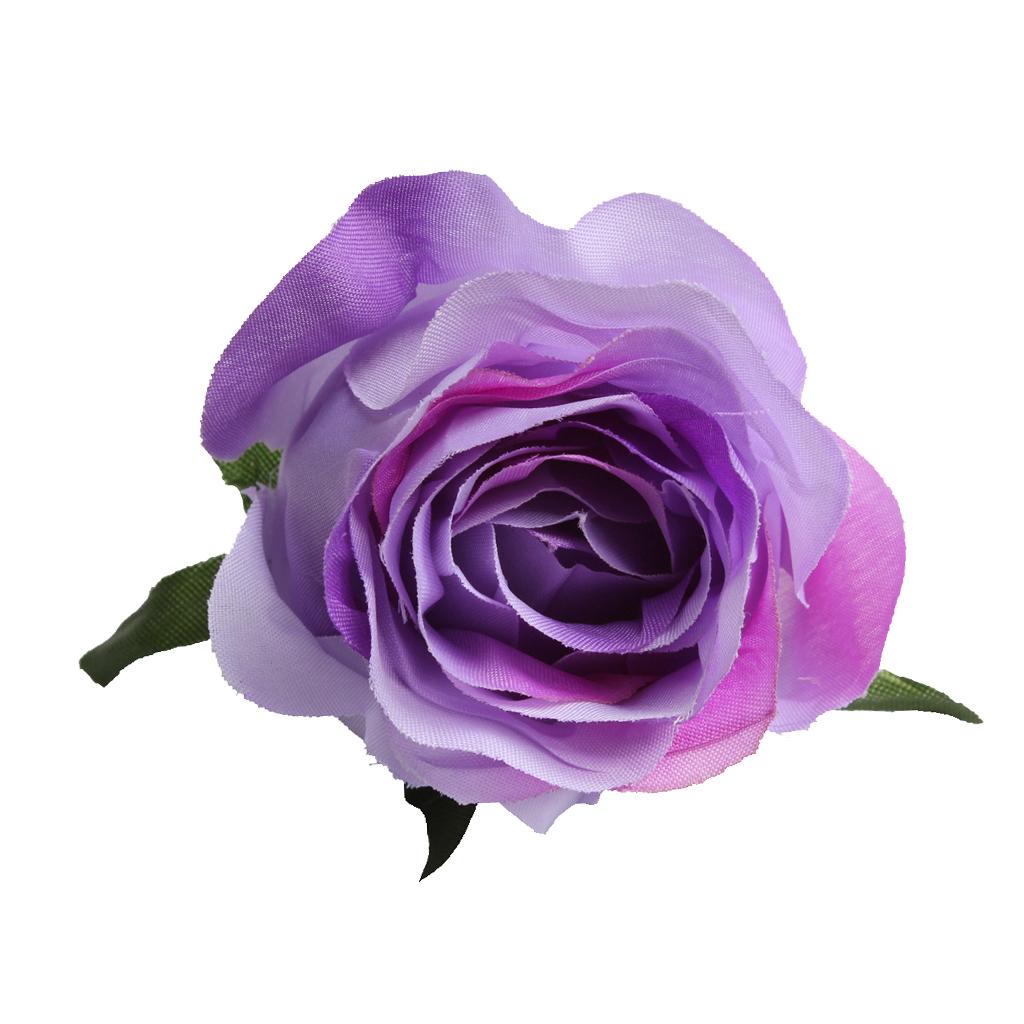 10pcs Artificial Silk Rose Flower Head DIY Bouquet Wedding Decor Purple