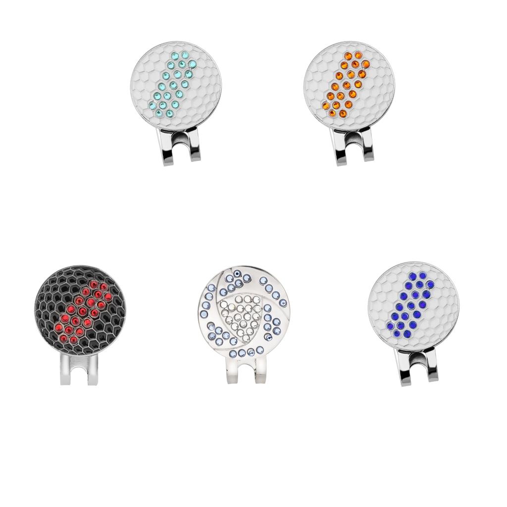 Golf Ball Marker Crystal Drill Cap Clip Marker for Golf Cap Visor White