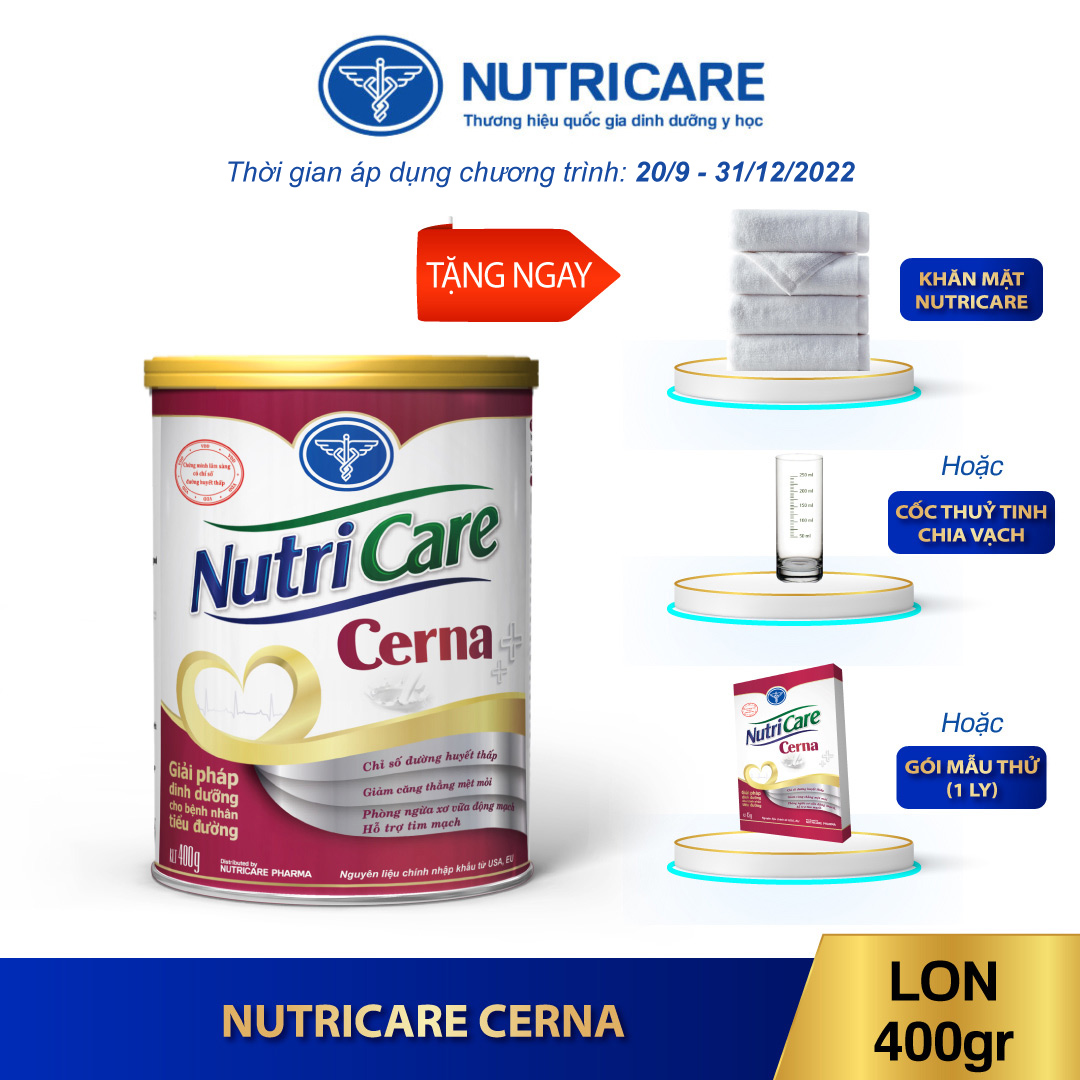 01 lon sữa Nutricare Cerna 400g - Sữa dành cho người đái tháo đường, tiểu đường