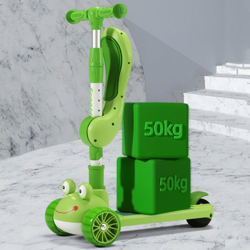 Xe trượt Scooter cho bé Scooter Ếch mẫu mới có đèn và nhạc đa năng, Bảo hành 6 tháng, BST xe scooter chòi chân cho bé