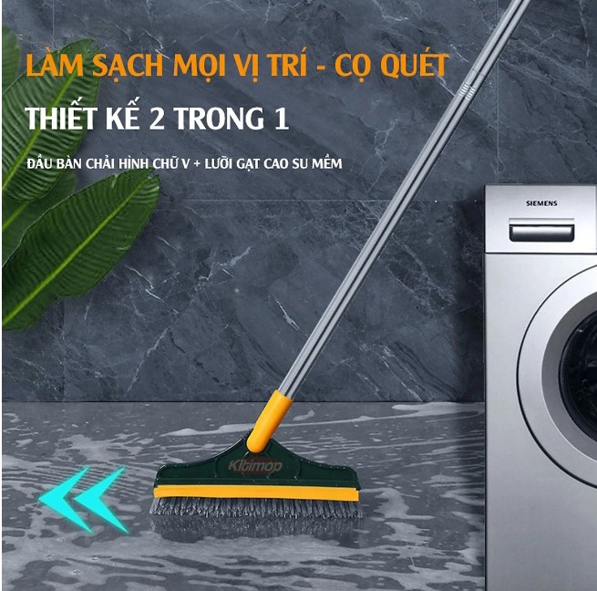 Cây Chà Sàn Nhà tắm Kitimop - Z4 thiết kế đầu gạt nước và đầu chổi xoay 120 độ quét nhà siêu sạch mọi góc bẩn