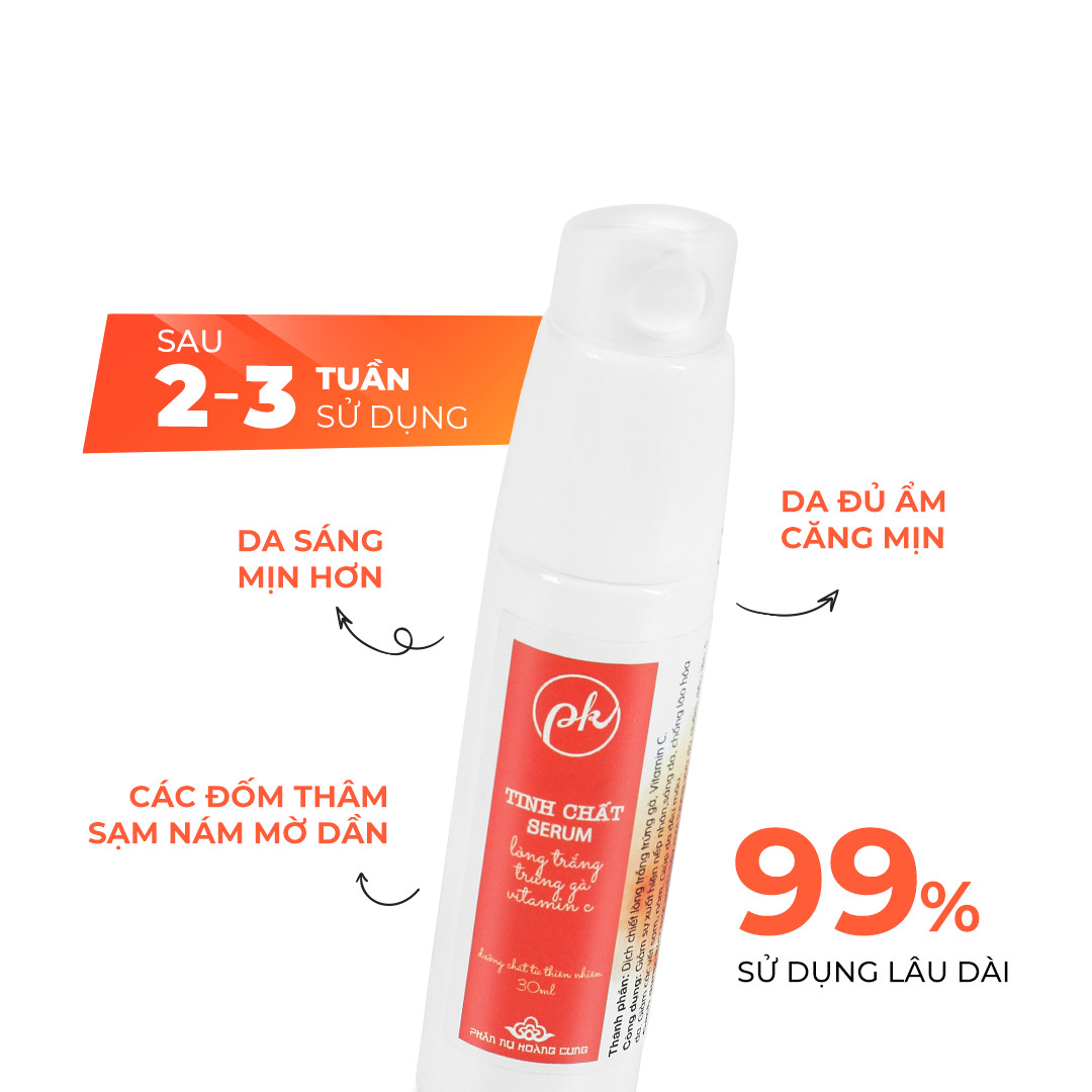 Tinh Chất Serum Vitamin C PK - Bí Quyết Sáng Da, Chống Lão Hóa Da (30ml) + Tặng Kèm 1 Hộp Bông Tẩy Trang 50 Miếng - Hàng Chính Hãng.