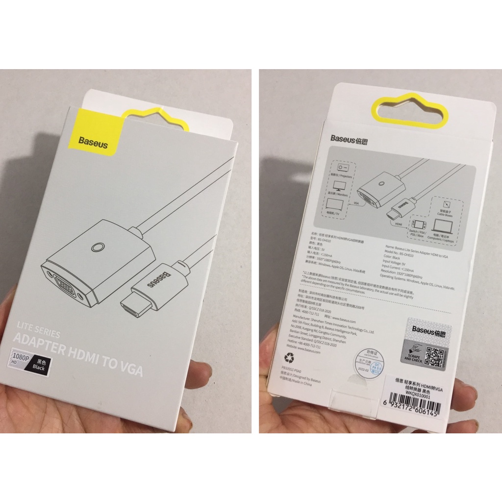 Đầu chuyển HDMI ra VGA 1080P Baseus Lite Series BS-OH010 -Hàng chính hãng