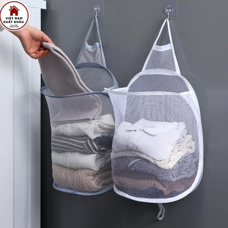 Giỏ Đựng Quần Áo Polyester Siêu Dai Gấp Gọn Treo Tường Tiện Lợi