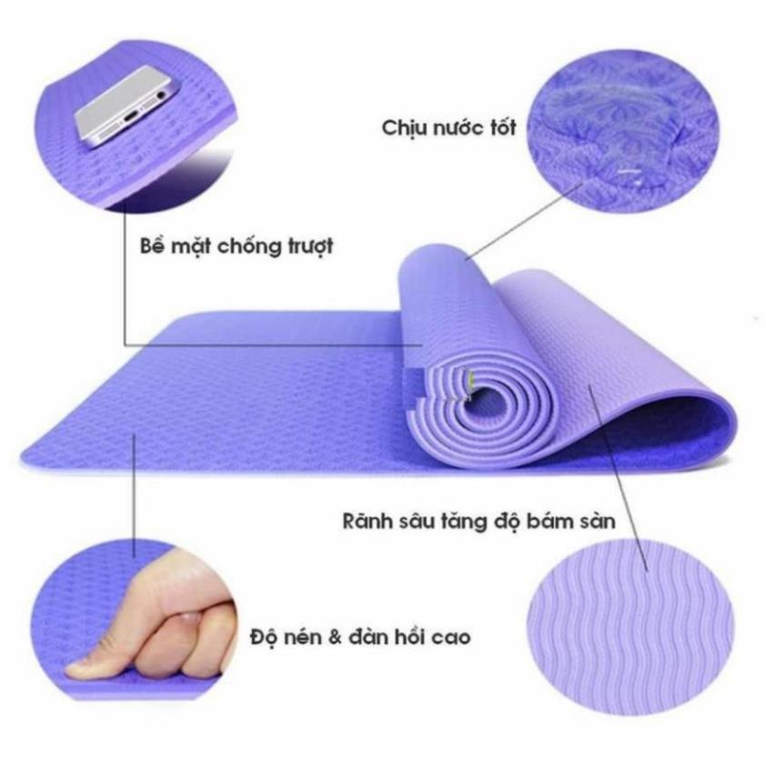 Thảm Tập Yoga TPE Cao Cấp 2 Lớp Dày 6Mm Mềm Mịn Chắc Chắn -