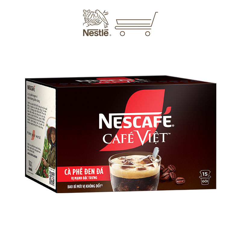 [Tặng bộ 4 ly thủy tinh] Combo 4 Hộp Cà phê đen hòa tan NESCAFÉ CAFÉ VIỆT (Hộp 15 gói x 16g)