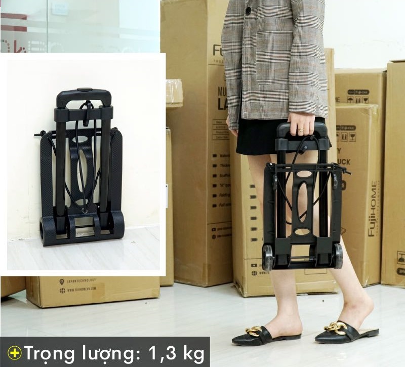 Xe đẩy hành lý -  xe đẩy hàng gấp gọn thông minh (đi kèm dây buộc) xe kéo hàng đi chợ đa năng - HENRYSA