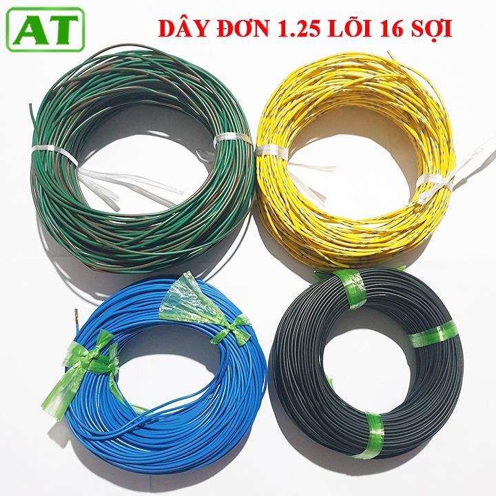 Cuộn 5m Dây Điện Nhật Lõi Đơn 1.25 mm2 Lõi 16 Sợi 4 Màu Tùy Chọn