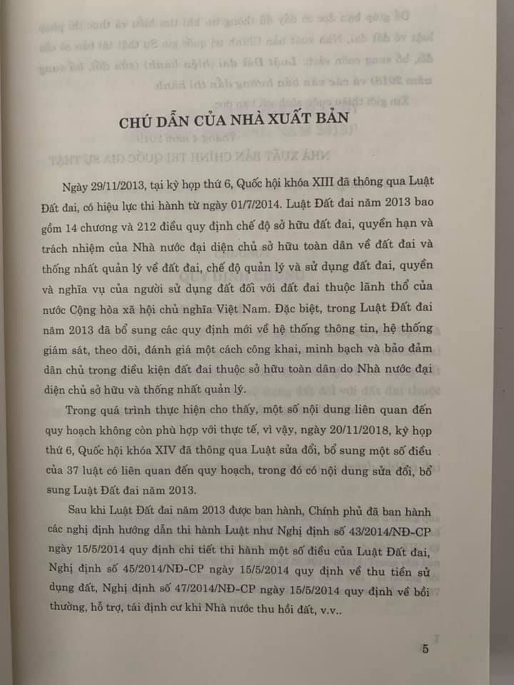 Luật Đất Đai (Hiện Hành) (Sửa Đổi Bổ Sung Năm 2018) Và Các Văn Bản Hướng Dẫn Thi Hành